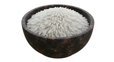 Isolated Bowl Full of White Rice Grains