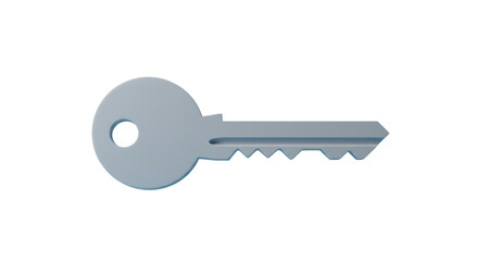 Isolated Silver Key with Simple Design