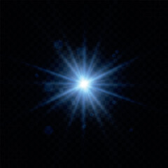 Glowing blue effect with highlights. Abstract blue flash of light. Isolated on transparent background. Art and web design vector.
