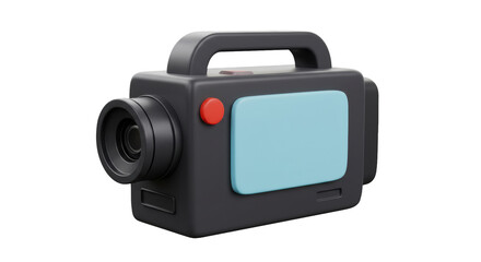 Isolated Black Video Camera Retro Filming
