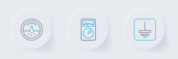 Set line Electrical symbol ground, Ampere meter, multimeter and icon. Vector