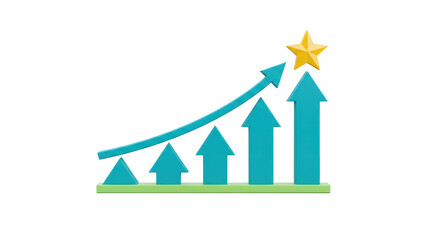 Isolated Upward Trending Bar Graph with Star