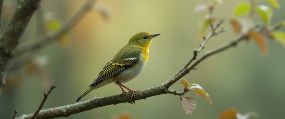 Vibrant Bird Perched on Tree Branch - A Tranquil Natural Scene