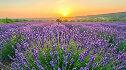 Fototapeta premium Lavender field sunrise