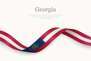 Obraz premium Georgia Flag on Waving Ribbon. State of United States