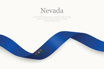 Nevada Flag on Waving Ribbon. State of United States