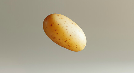 batata flutuando no ar, capturada de uma visão angular, perfeita para promoções de alimentos 
