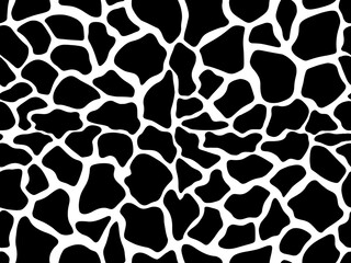 Hand drawn giraffe skin pattern with black, Animal skin texture background, Monochrome seamless illustration	