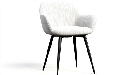 Fototapeta premium Stylish Modern Chair with White Fabric and Black Metal Legs