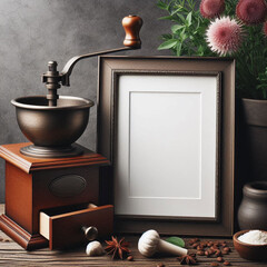 coffee grinder and coffee beans