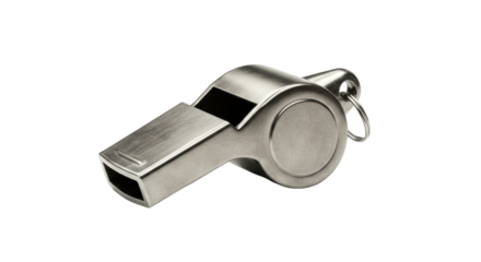 Isolated Silver Metal Whistle with Ring