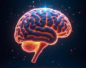 Fototapeta premium Vibrant Glowing Brain in a Cosmic Neural Network