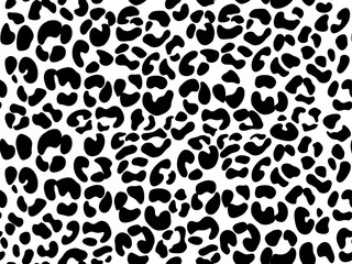 Hand drawn leopard skin texture with black, Monochrome serval skin pattern print, Seamless background illustration