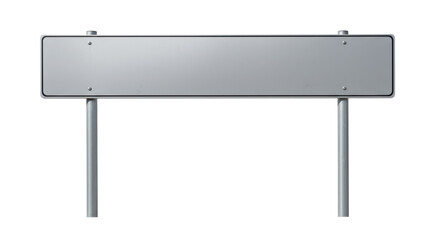 Isolated Blank Silver Road Sign on Metal Posts for Custom Messaging