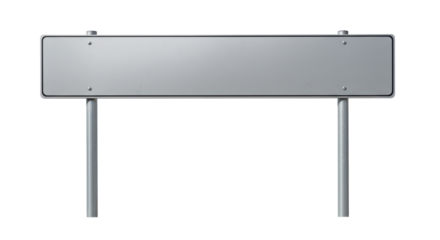 Isolated Blank Silver Road Sign on Metal Posts for Custom Messaging
