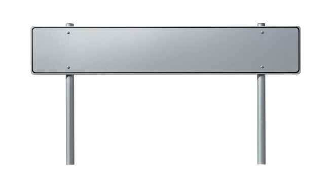 Naklejki Isolated Blank Silver Road Sign on Metal Posts for Custom Messaging