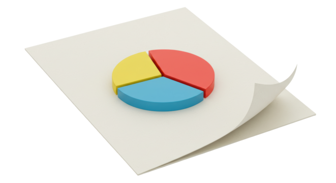 Isolated Pie Chart on a Sheet of Paper