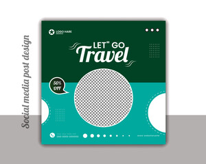 Travel the world social media post design template