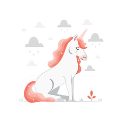 unicorn Semi Flat Illustrations vector 