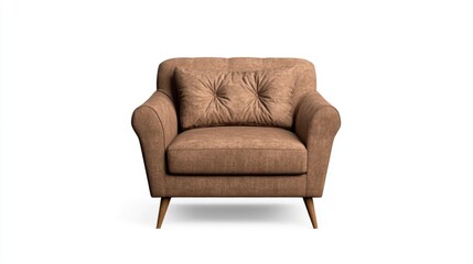 Cozy Armchair in Warm Brown Fabric with Modern Design for Living Room