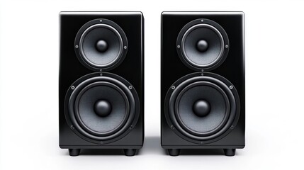 Fototapeta premium High-Quality Black Speakers for Studio Sound with Dual Woofers