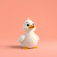 Single of duck illustration, featuring pliable forms and a soft color background.
