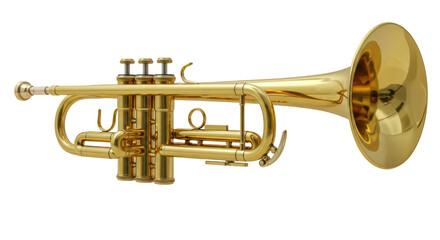 Fototapeta premium Isolated Golden Brass Trumpet Detailed Instrument