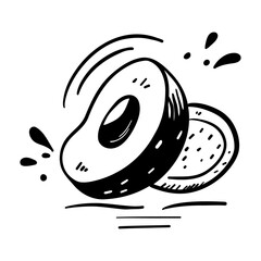 Avocado food exotic fruit. Outlines drawing