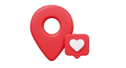 Isolated Map Pin with Heart Like Icon Notification