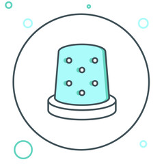 Line Thimble for sewing icon isolated on white background. Colorful outline concept. Vector