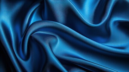 Fototapeta premium Deep blue satin fabric folds, studio shot