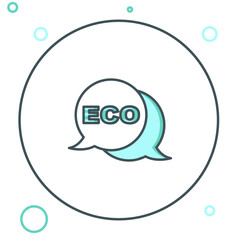 Line Banner, label, tag, logo for eco green healthy food icon isolated on white background. Organic product. Healthy food sticker. Colorful outline concept. Vector