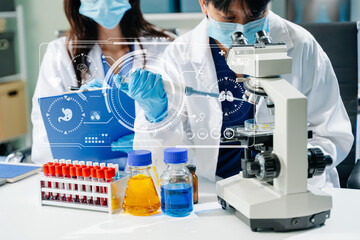 Fototapeta premium Scientists Conducting Chemistry Research in Laboratory.