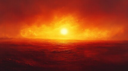 Obraz premium Fiery Sunset Over a Dusty Planet. Possible use Science fiction backdrop