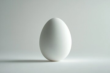 Smooth White Egg in Center Composition with Soft Shadow Against Light Background