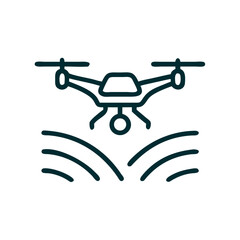 Drone flying over waves in a minimalist style  