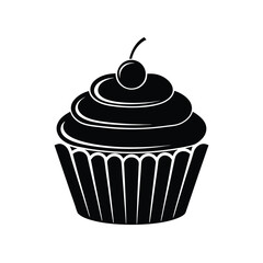 vector illustration of a cupcake, isolated on a white background