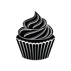vector illustration of a cupcake, isolated on a white background