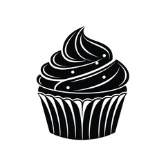 vector illustration of a cupcake, isolated on a white background