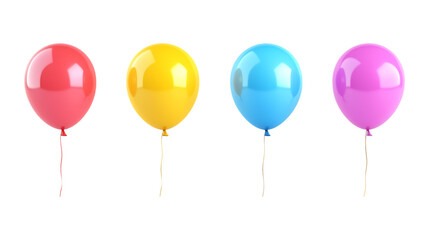 Balloons Set of Four Different Poses on Transparent Background for Party Decor, Event Marketing, or Celebration Branding