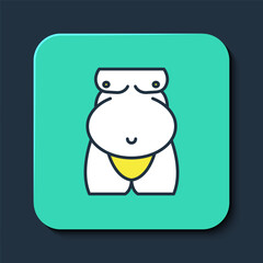 Filled outline Obesity icon isolated on isolated on blue background. Unhealthy lifestyle. Wrong food. Turquoise square button. Vector