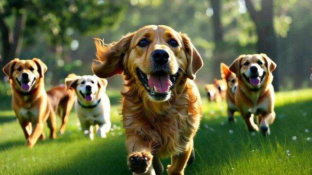 National Dog Day dogs playing in a park, September 26th