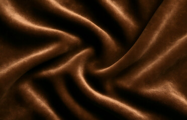 Fototapeta premium Natural velvet fabric texture background with a soft, plush surface and gentle light reflections. Rich, deep folds create an elegant and luxurious look in warm, muted tones