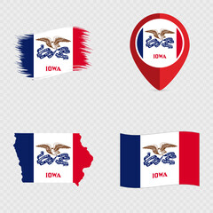 Iowa State Flag Icon Set.