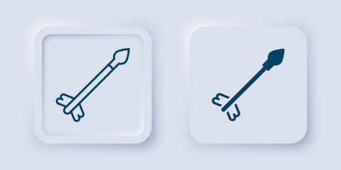 Filled and outline Medieval arrows icon isolated on grey background. Medieval weapon. Square button. Vector