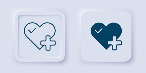 Filled and outline Heart rate icon isolated on grey background. Heartbeat sign. Heart pulse icon. Cardiogram icon. Square button. Vector