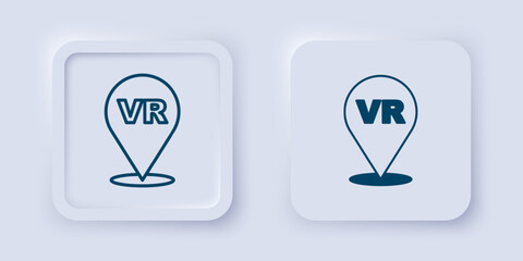 Filled and outline Virtual reality icon isolated on grey background. Futuristic VR head-up display design. Square button. Vector