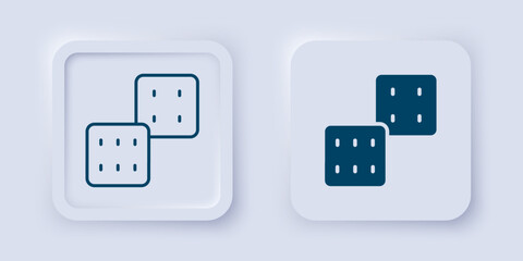 Filled and outline Game dice icon isolated on grey background. Casino gambling. Square button. Vector