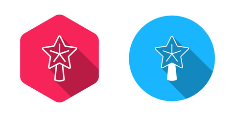 Filled and outline Christmas star icon isolated with long shadow background. Merry Christmas and Happy New Year. Vector