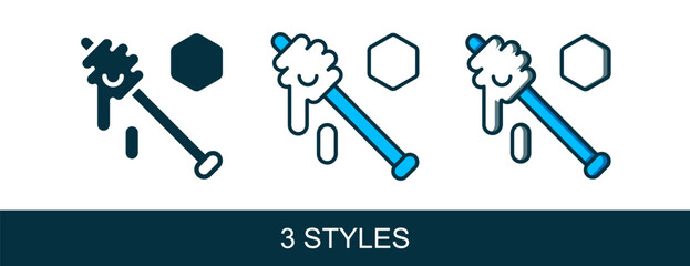 Filled outline Honey dipper stick icon isolated on white background. Honey ladle. Vector